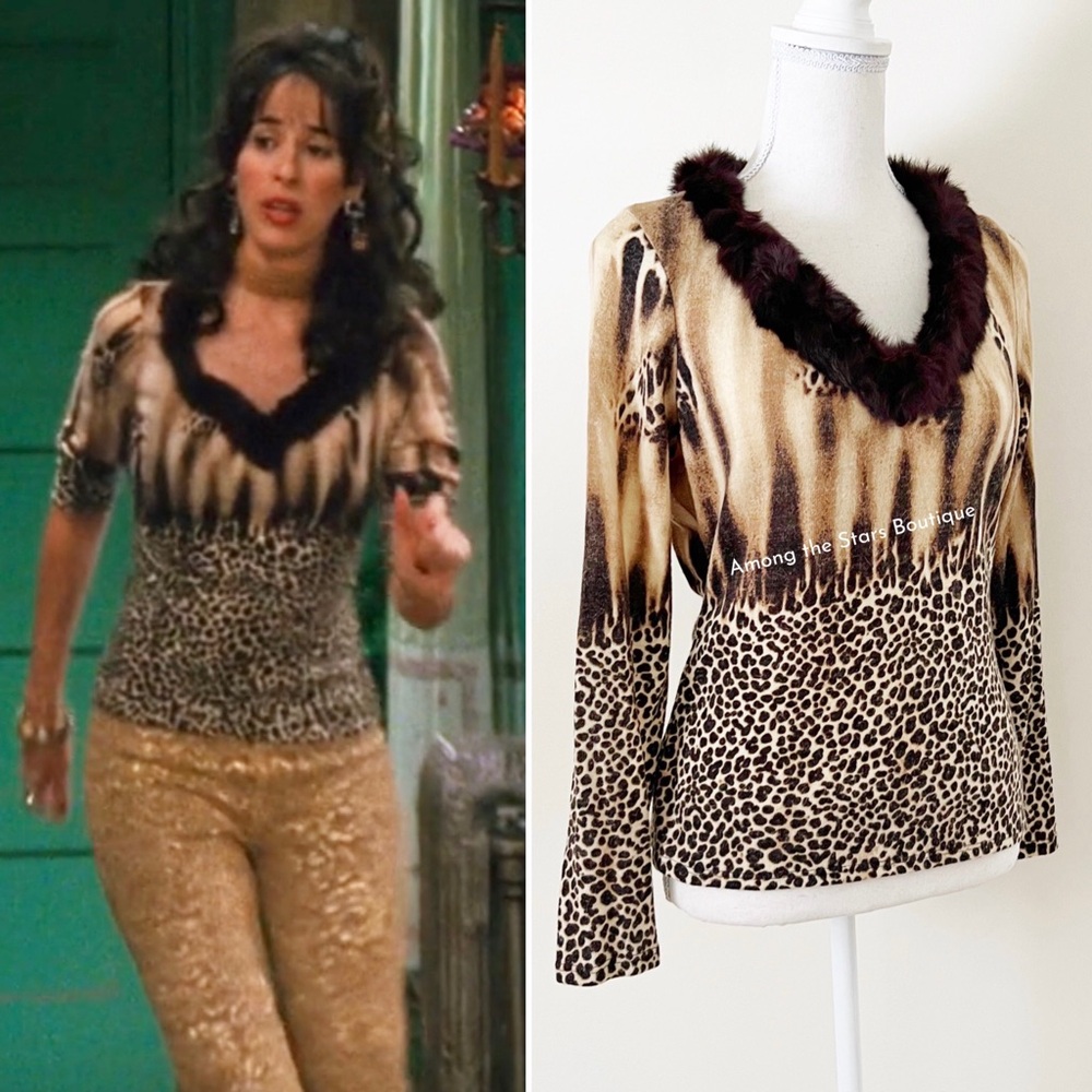 Super Rare Y2K Vintage Animal Print + Faux Fur Top ASO Janice in Friends - Picture 4 of 12